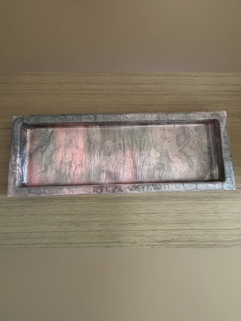 Handmade Epoxy Pink & Grey Mica Powder Tray